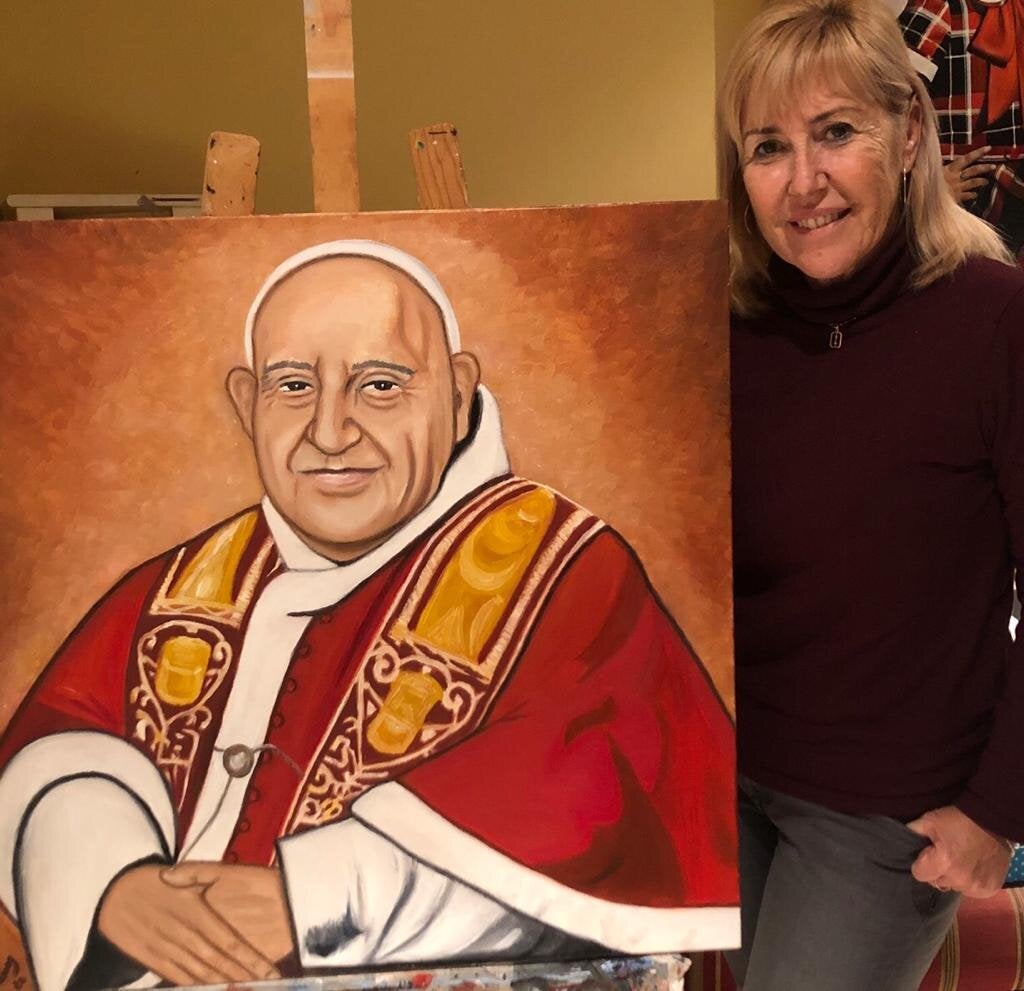 Un retrato de Juan XXIII de la ilicitana Inés Serna Orts preside un altar en la Iglesia de Santa María Reina de Barcelona Un retrato de Juan XXIII de la ilicitana Inés Serna Orts preside un altar en la Iglesia de Santa María Reina de Barcelona