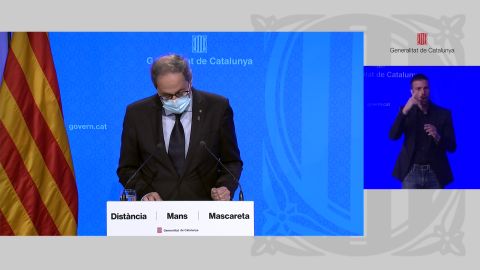 Quim Torra durante una comparecencia hoy, 27 de julio