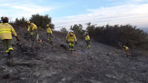 Bomberos trabajando en el incendio forestal