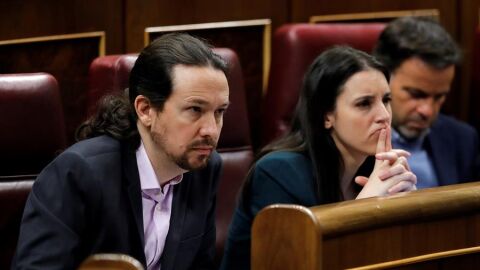 Pablo Iglesias, Irene Montero y Jaume Asens, en una imagen de archivo