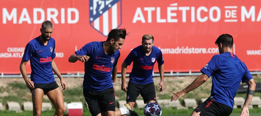 El Atlético, en un entrenamiento El Atlético, en un entrenamiento