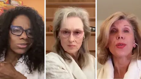 Audra McDonald, Meryl Streep y Christine Baranski, durante el homenaje virtual a Stephen Sondheim, en primavera de 2020 Audra McDonald, Meryl Streep y Christine Baranski, durante el homenaje virtual a Stephen Sondheim, en primavera de 2020
