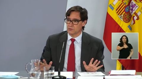 Salvador Illa durante la rueda de prensa en la que se han anunciado medidas para la vuelta al cole.