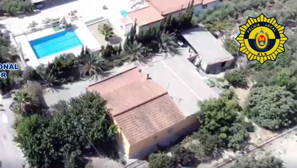 Finca en la que se ha localizado la plantación de marihuana en Elche. Finca en la que se ha localizado la plantación de marihuana en Elche.