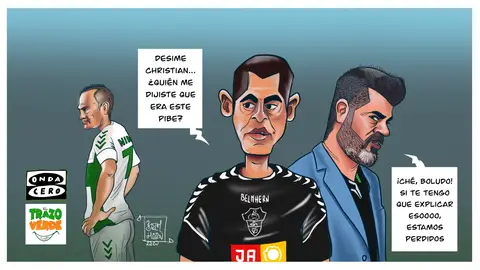 Bragarnik y Almirón trabajan de la mano en la construcción del nuevo Elche. LA VIÑETA DE JOSÉ ANTONIO BELMONTE