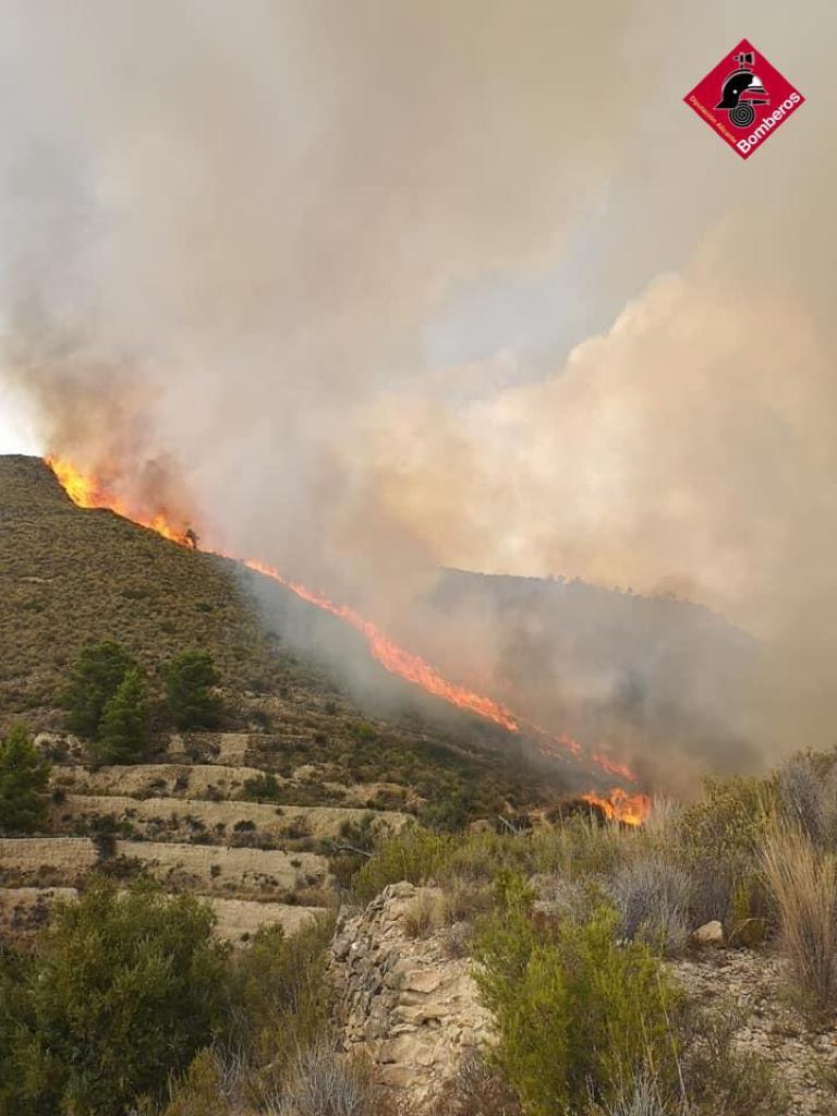 Los bomberos controlan en seis horas el incendio declarado entre Relleu y Sella Los bomberos controlan en seis horas el incendio declarado entre Relleu y Sella
