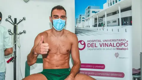 Gonzalo Verdú, en las pruebas médicas con el Hospital Universitario del Vinalopó. ELCHE CF