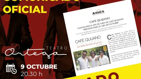 Café Quijano suspende su concierto en el Teatro Ortega Cultura