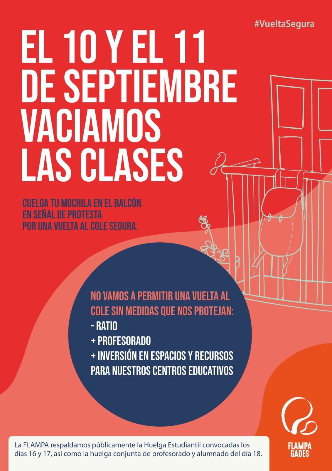 FLAMPA Gades propone vaciar hoy y mañana las aulas para denunciar las deficiencias de la 'vuelta al cole' FLAMPA Gades propone vaciar hoy y mañana las aulas para denunciar las deficiencias de la 'vuelta al cole'