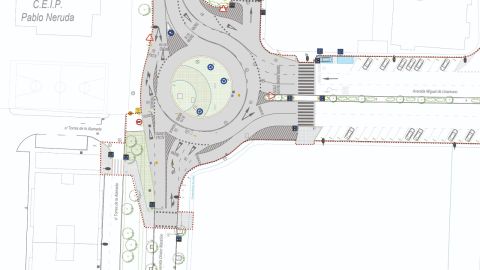 Plano de dise&ntilde;o de la nueva rotonda entre la Av. Dr. Mara&ntilde;on y Miguel de Unamuno. Barrio de El Ensanche de Alcal&aacute; de Henares