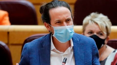 El vicepresidente segundo del Gobierno, Pablo Iglesias, interviene en la sesi&oacute;n de control al Gobierno