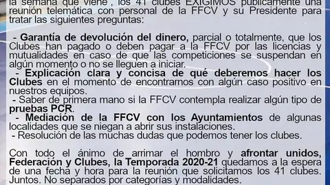 Comunicado Fútbol Sala Fútbol Sala