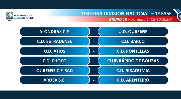 UD Ourense, CD Arenteiro e CD Barco a domicilio e Ourense CF cómo local na primeira xornada UD Ourense, CD Arenteiro e CD Barco a domicilio e Ourense CF cómo local na primeira xornada