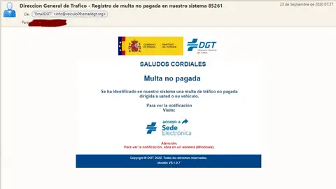 La DGT alerta de una nueva estafa por correo electrónico La DGT alerta de una nueva estafa por correo electrónico
