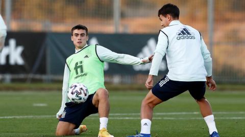 Barrenetxea, durante un entrenamiento con la Sub-21.
