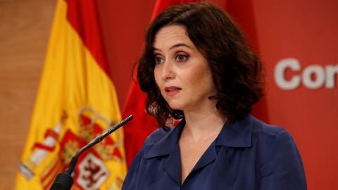 Isabel D&iacute;az Ayuso durante la rueda de prensa ofrecida este jueves en la Real Casa de Correos