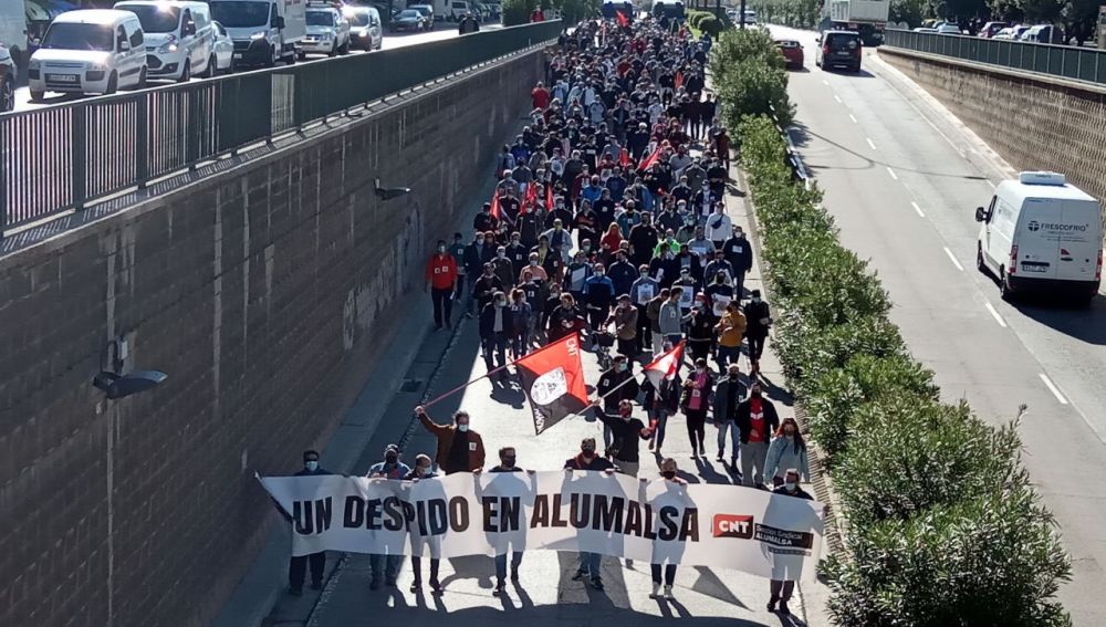 Manifestación de trabajadores de Alumalsa