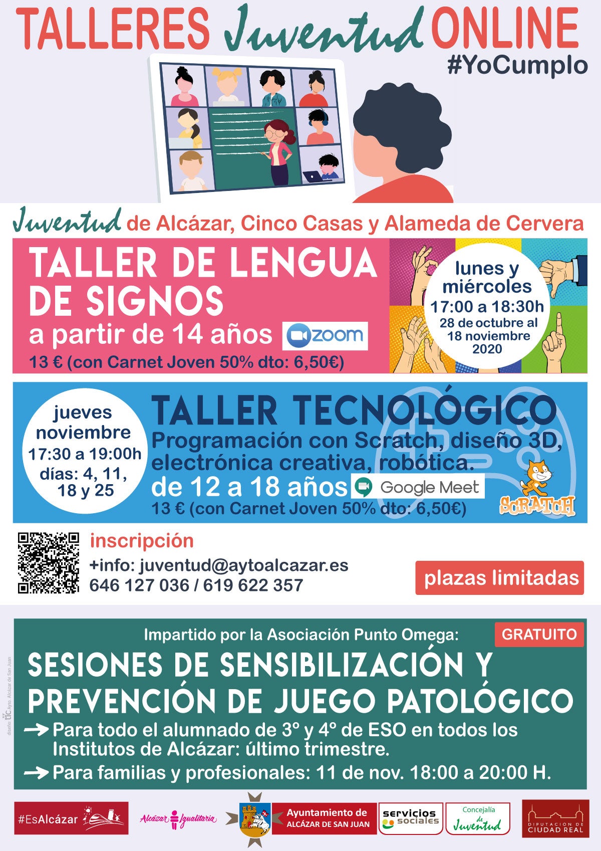 La concejalía de Juventud organiza talleres de prevención de juego patológico en los que participarán 600 jóvenes alcazareños La concejalía de Juventud organiza talleres de prevención de juego patológico en los que participarán 600 jóvenes alcazareños