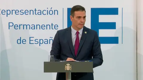 Pedro Sánchez durante su comparecencia Pedro Sánchez durante su comparecencia