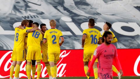 El C&aacute;diz celebra un gol ante el Madrid