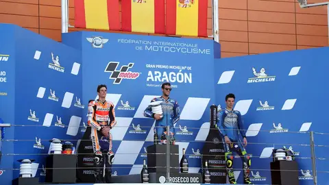 Los pilotos españoles Alex Márquez, Alex Rins y Joan Mir Los pilotos españoles Alex Márquez, Alex Rins y Joan Mir