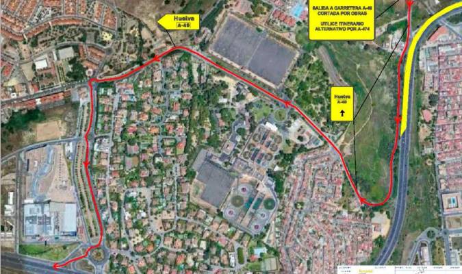 Cortado totalmente al tráfico el ramal de salida desde Camas a la A-49 en sentido Huelva Cortado totalmente al tráfico el ramal de salida desde Camas a la A-49 en sentido Huelva