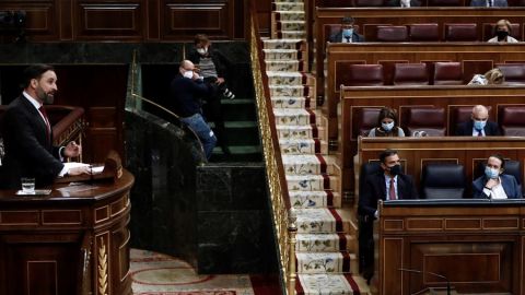Santiago Abascal en la moci&oacute;n de censura de Vox contra Pedro S&aacute;nchez en el Congreso de los Diputados