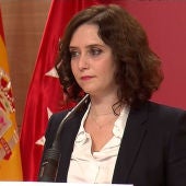 Isabel Díaz Ayuso, durante su comparecencia