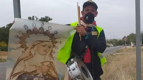 Jesús Lara en el Toboso Prosigue su camino hacia Madrid