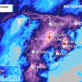 Simulación de lluvias acumuladas a la 01:00 horas del jueves