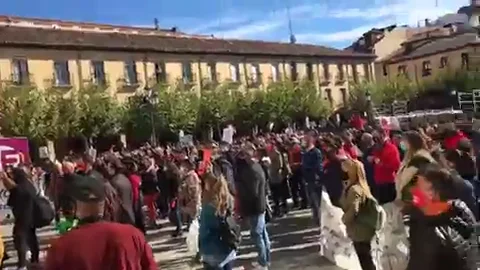 Finalizaci&oacute;n de la manifestaci&oacute;n de hosteleros y otros sectores afectados por la pandemia en la Plaza Mayor de Palencia