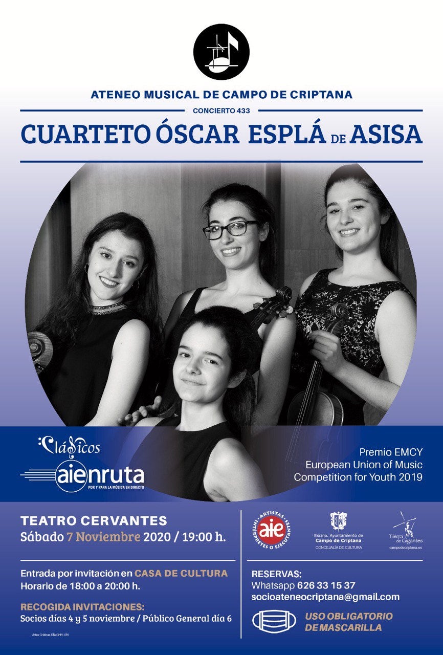 Jóvenes talentos invitados por el Ateneo Musical de Campo de Criptana para este sábado Jóvenes talentos invitados por el Ateneo Musical de Campo de Criptana para este sábado