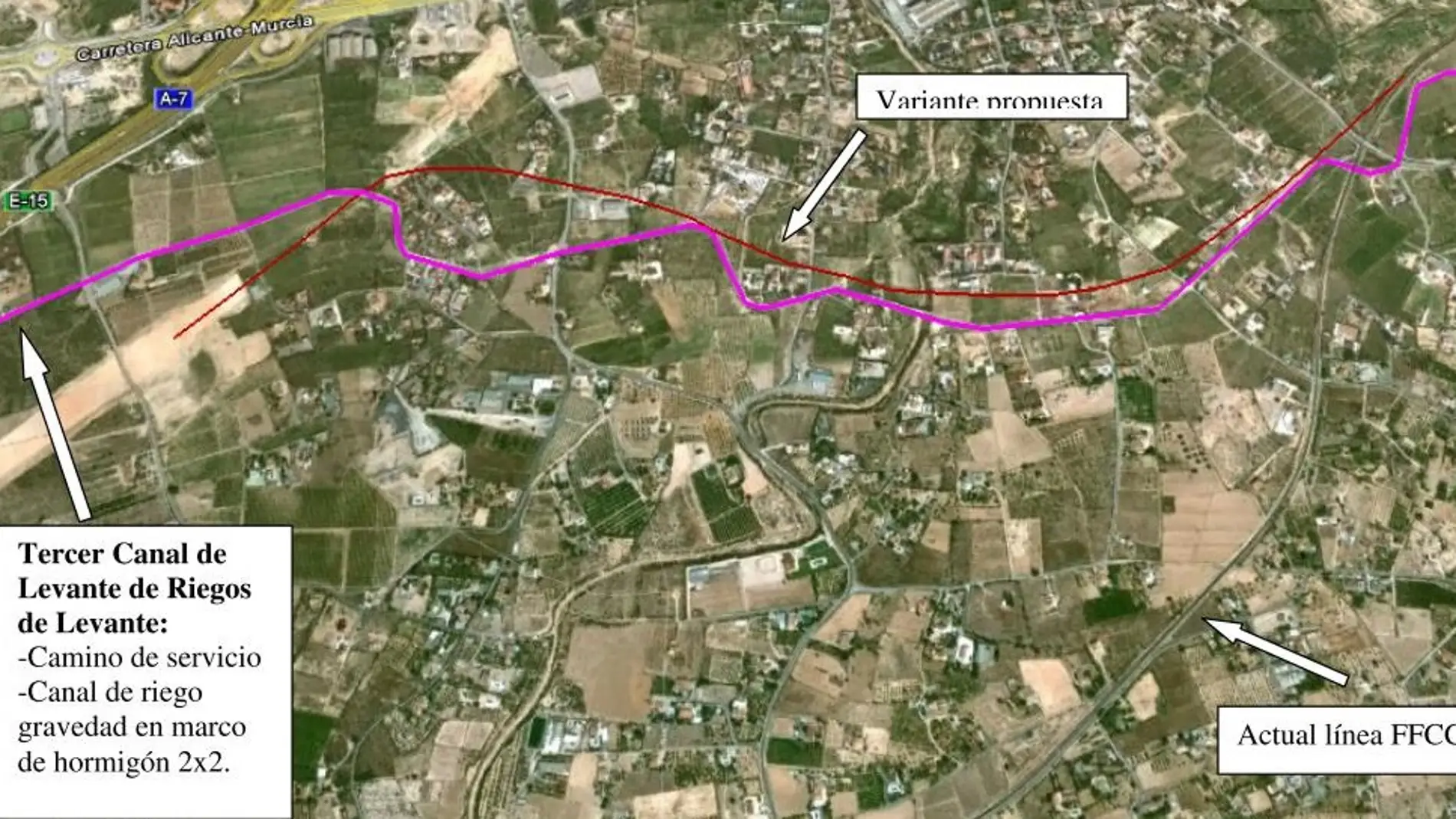 Plano del trazado de la conexión de la estación del AVE de Elche con el casco urbano.