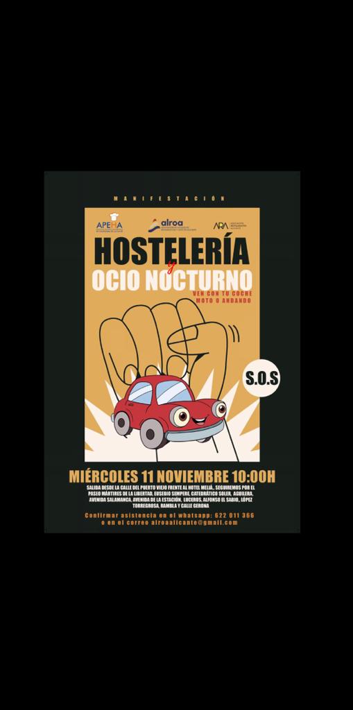 La hostelería y el ocio se movilizan de nuevo mañana con una marcha motorizada por el centro de Alicante La hostelería y el ocio se movilizan de nuevo mañana con una marcha motorizada por el centro de Alicante