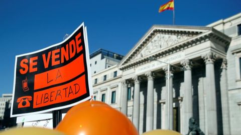 Protesta contra la 'Ley Cela&aacute;' frente al Congreso