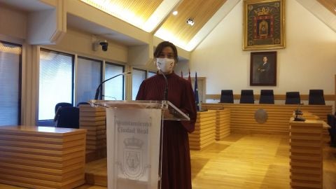 Pilar Zamora, durante la rueda de prensa Pilar Zamora, durante la rueda de prensa