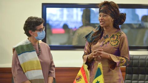 La ministra Arancha Gonz&aacute;lez Laya en su viaje a Senegal