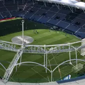 Lugar desde donde los cinco seguidores ilicitanos presenciaron el empate del Elche CF en el estadio Ciudad de Valencia ante el Levante. Lugar desde donde los cinco seguidores ilicitanos presenciaron el empate del Elche CF en el estadio Ciudad de Valencia ante el Levante.