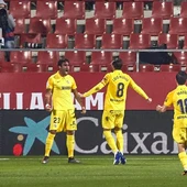 El Málaga celebra un gol El Málaga celebra un gol