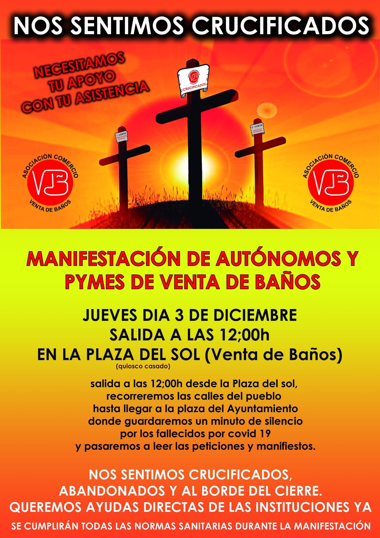 Autónomos y PYMES se manifestarán en Venta de Baños Autónomos y PYMES se manifestarán en Venta de Baños