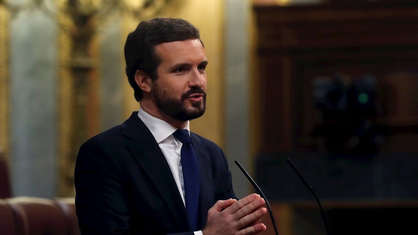 El l&iacute;der del Partido Popular, Pablo Casado, interviene en el Congreso de los Diputados 