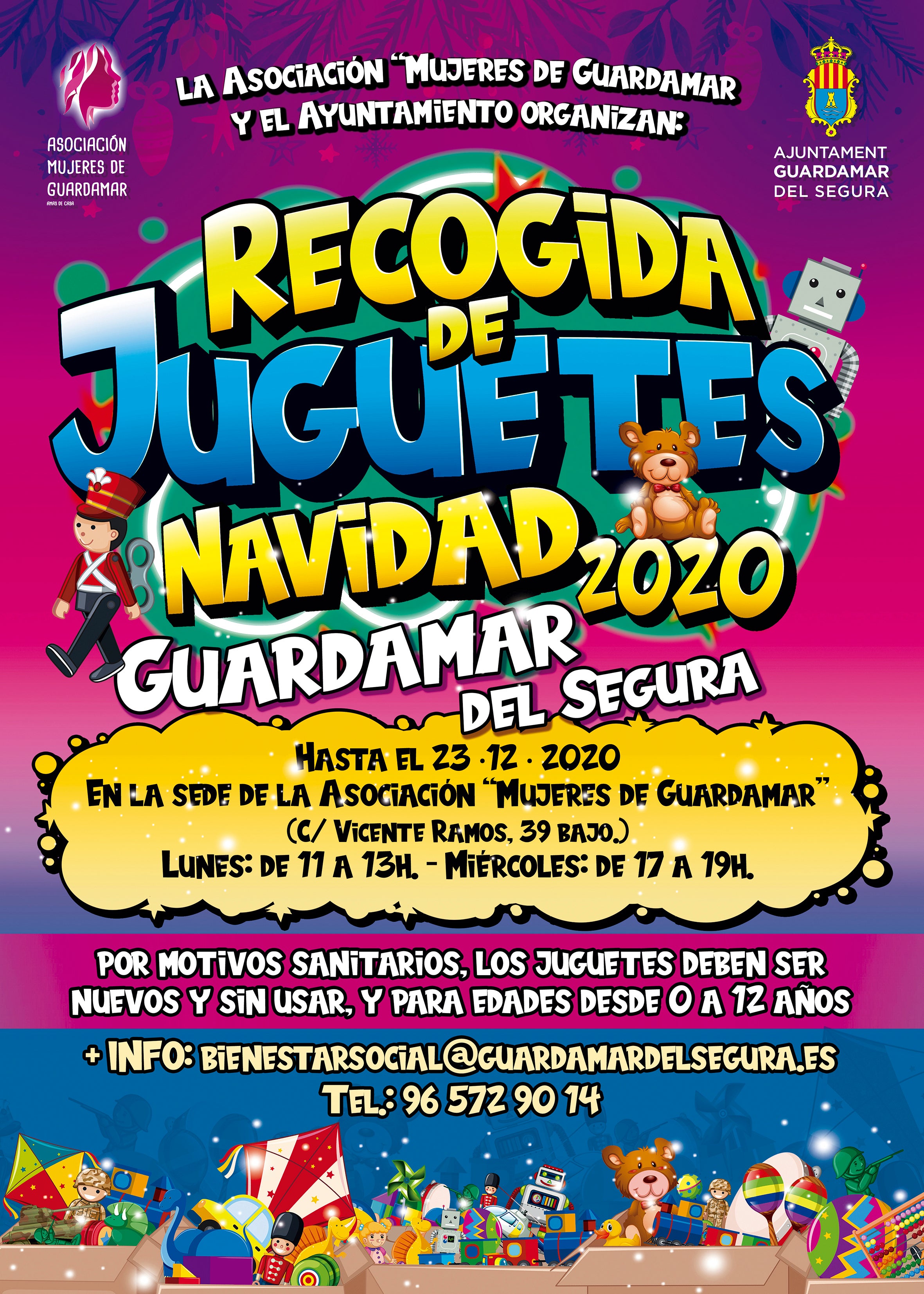 La campaña de recogida de juguetes en Guardamar del Segura ya está en marcha. El Ayuntamiento, junto a la Asociación de Mujeres del municipio, colaboran estas navidades para la puesta a punto de la recolecta La campaña de recogida de juguetes en Guardamar del Segura ya está en marcha. El Ayuntamiento, junto a la Asociación de Mujeres del municipio, colaboran estas navidades para la puesta a punto de la recolecta