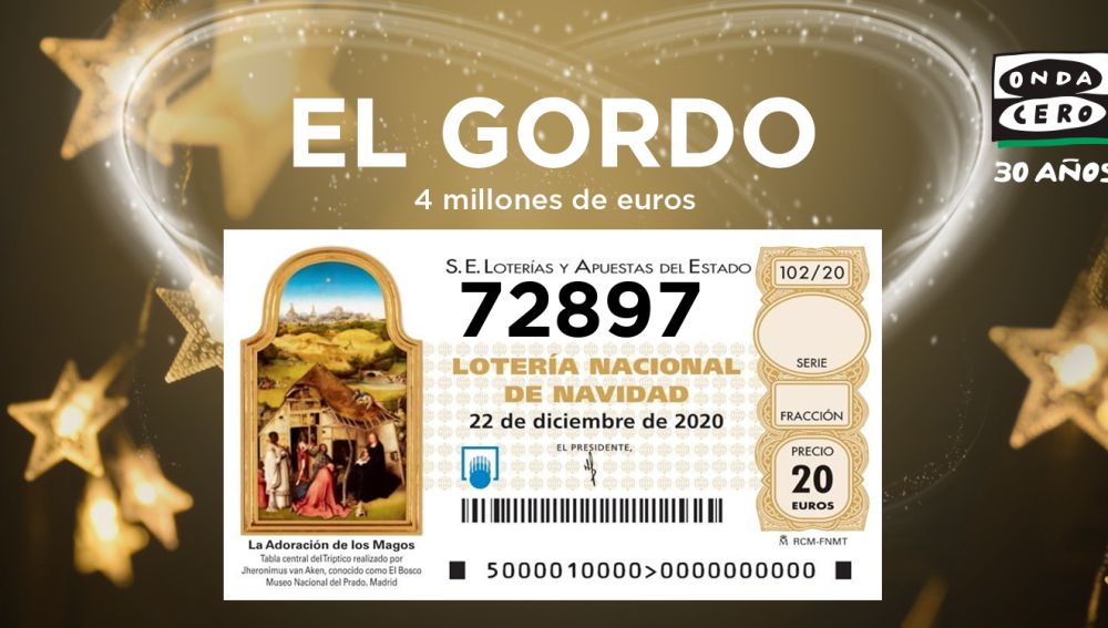 72.897, premio gordo del sorteo de la Lotería de Navidad Onda Cero Radio