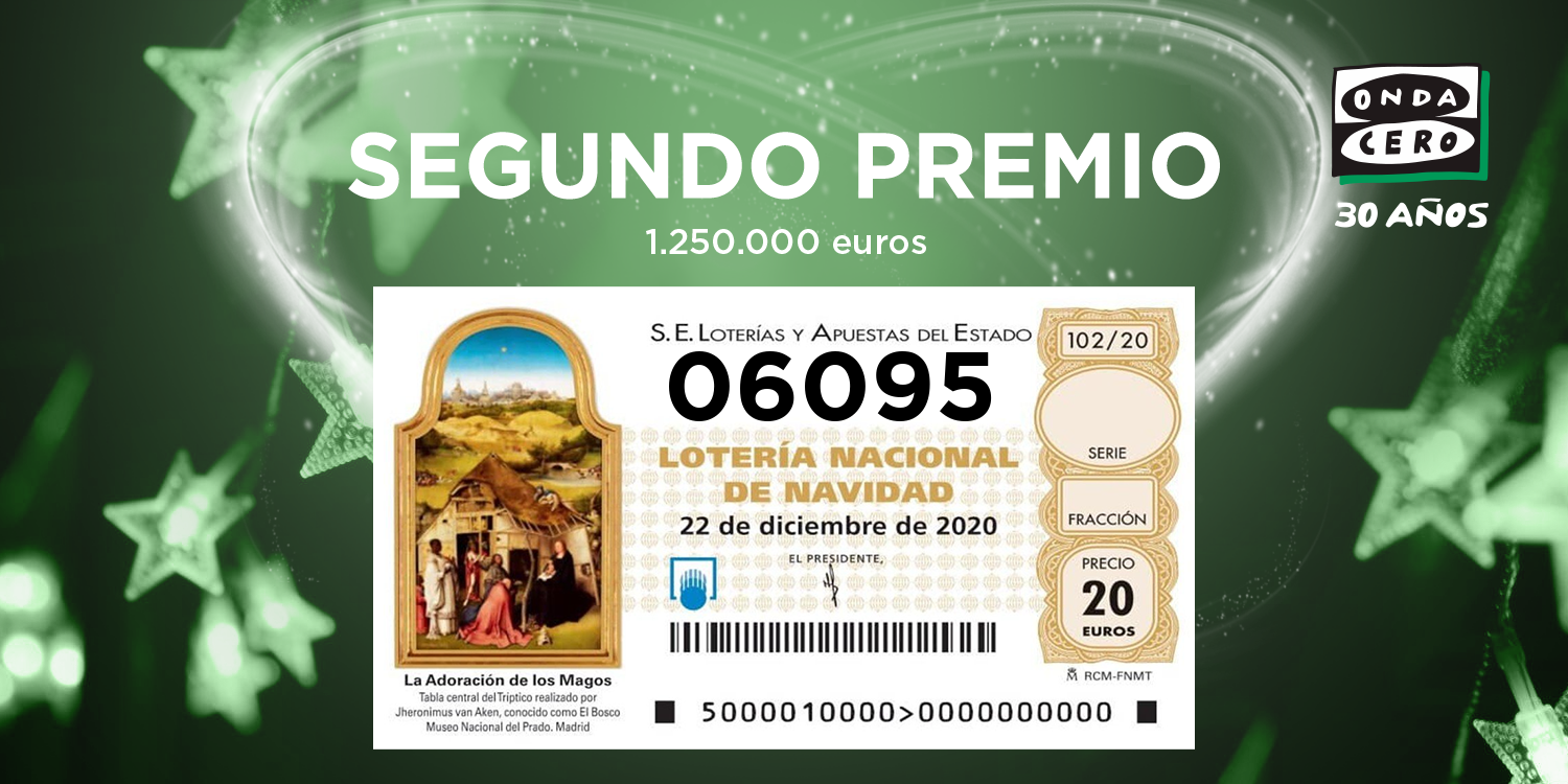 06.095, segundo premio de la Lotería de Navidad 2020 06.095, segundo premio de la Lotería de Navidad 2020