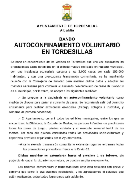 Tordesillas pide ayuda a la UME Tordesillas pide ayuda a la UME