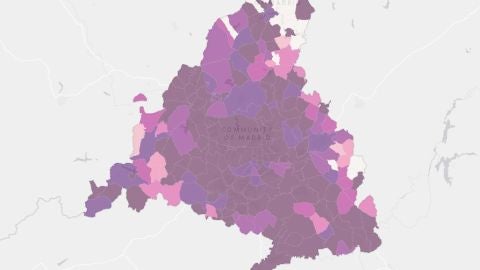 Mapa incidencia Covid-19 Comunidad de Madrid