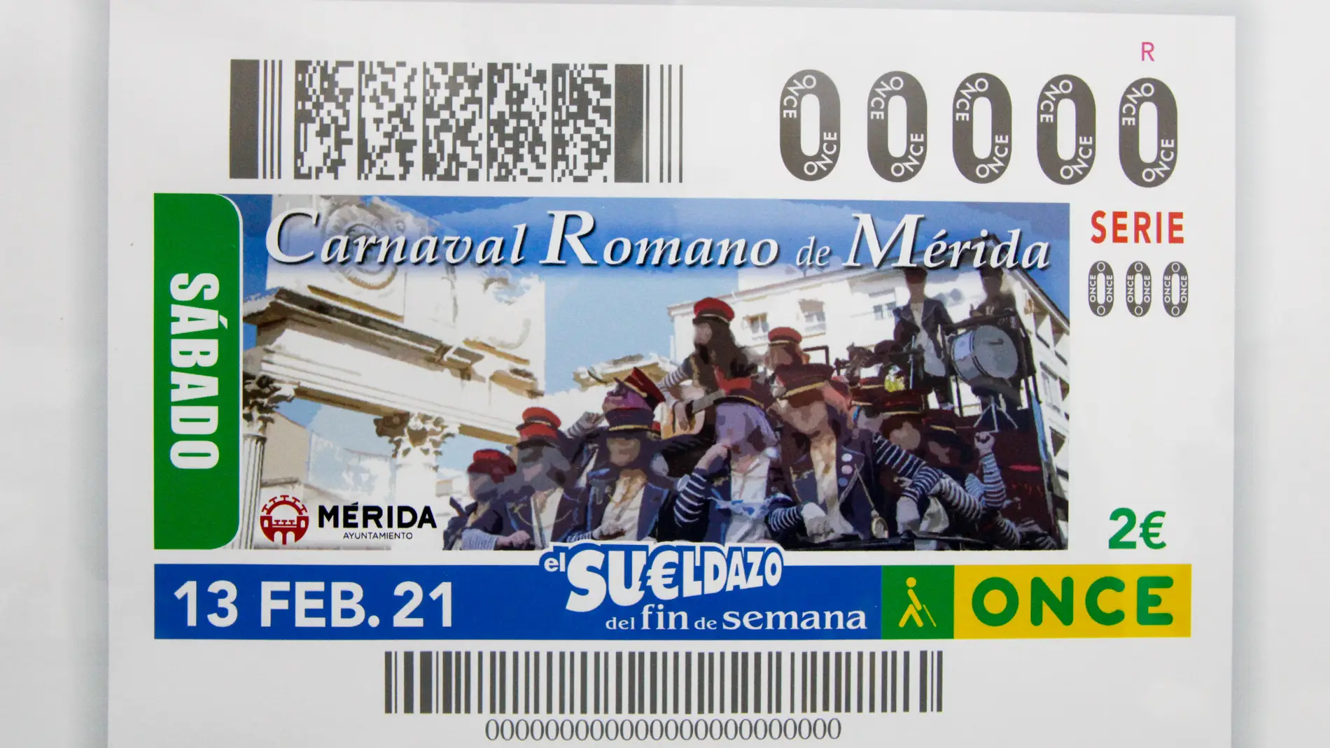 La ONCE dedica su cupón del sábado 13 de febrero al Carnaval Romano de Mérida