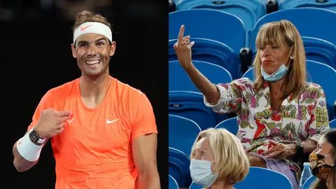 El momento surrealista en que una aficionada hace una peineta a Rafa Nadal en el Open de Australia El momento surrealista en que una aficionada hace una peineta a Rafa Nadal en el Open de Australia