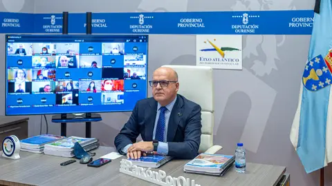 A Deputación de Ourense entra no Eixo Atlántico Manuel Baltar, na asemblea xeral do Eixo Atlántico, celebrada por vía telemática.