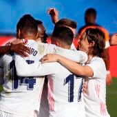 El Real Madrid celebra un gol en la victoria ante el Valencia
